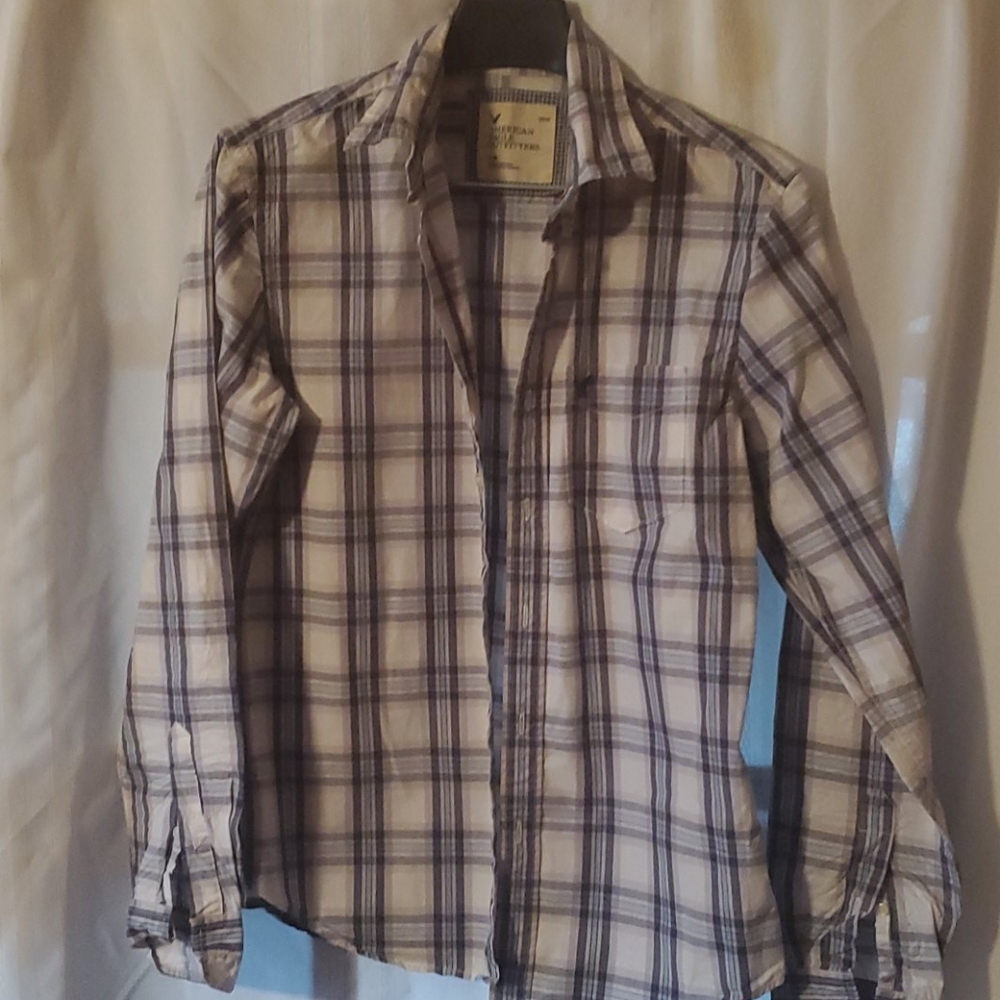 Anerican Eagle Mens S Plaid Shirt